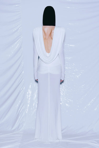 Linus V-neck Draped Backless Maxi Dress