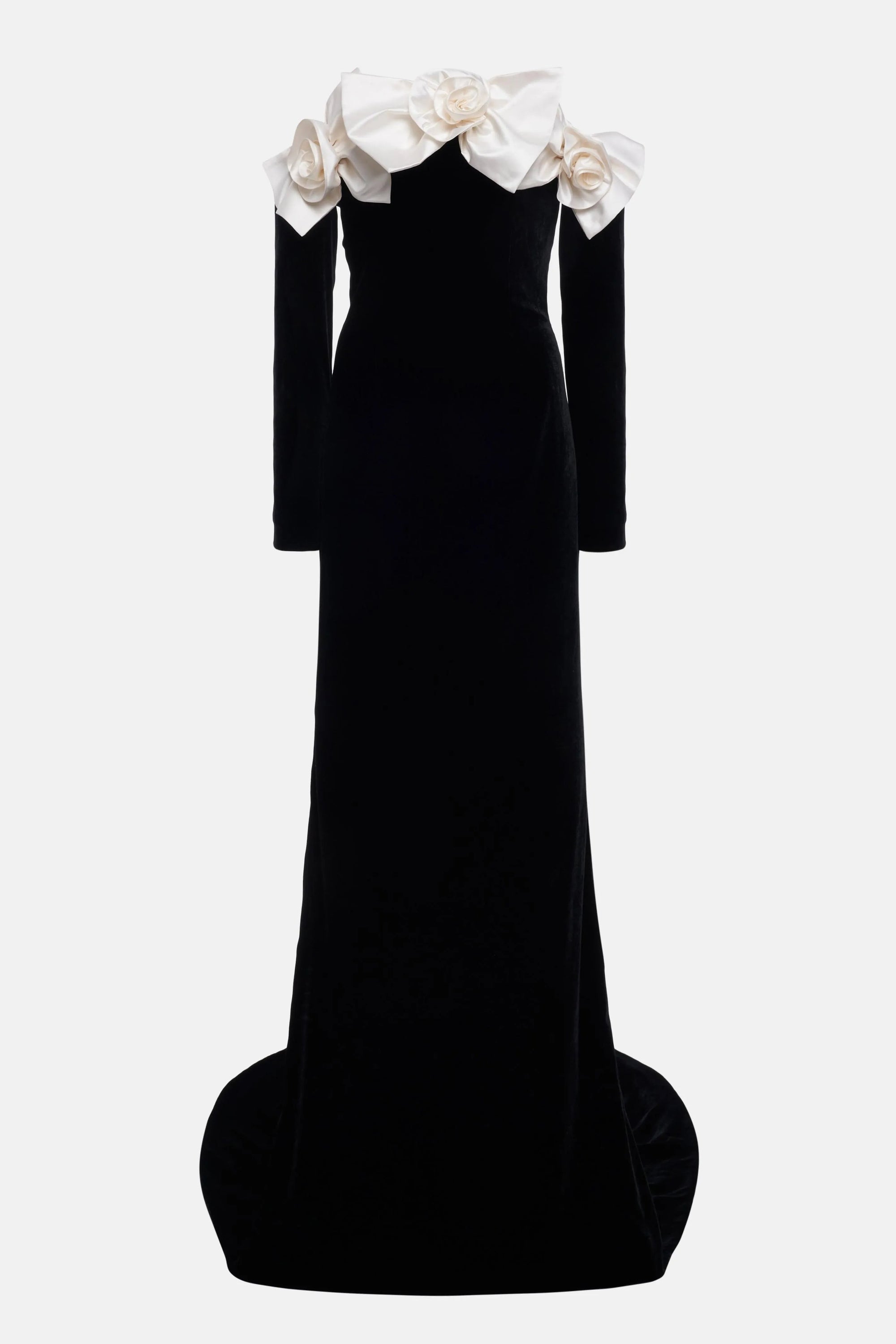 Lara Bowtie Off-shoulder Velvet Maxi Dress