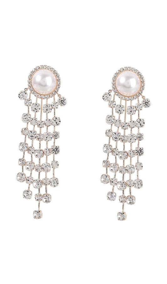 PEARL CRYSTAL TASSEL EARRINGS