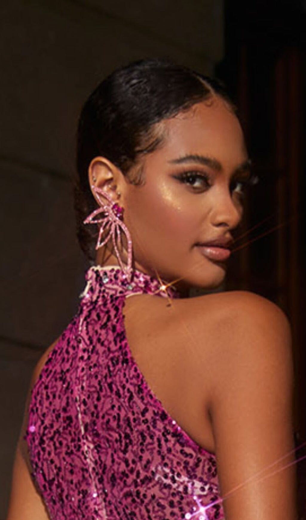 ORECCHINI A FIORE DI CRISTALLO ROSA