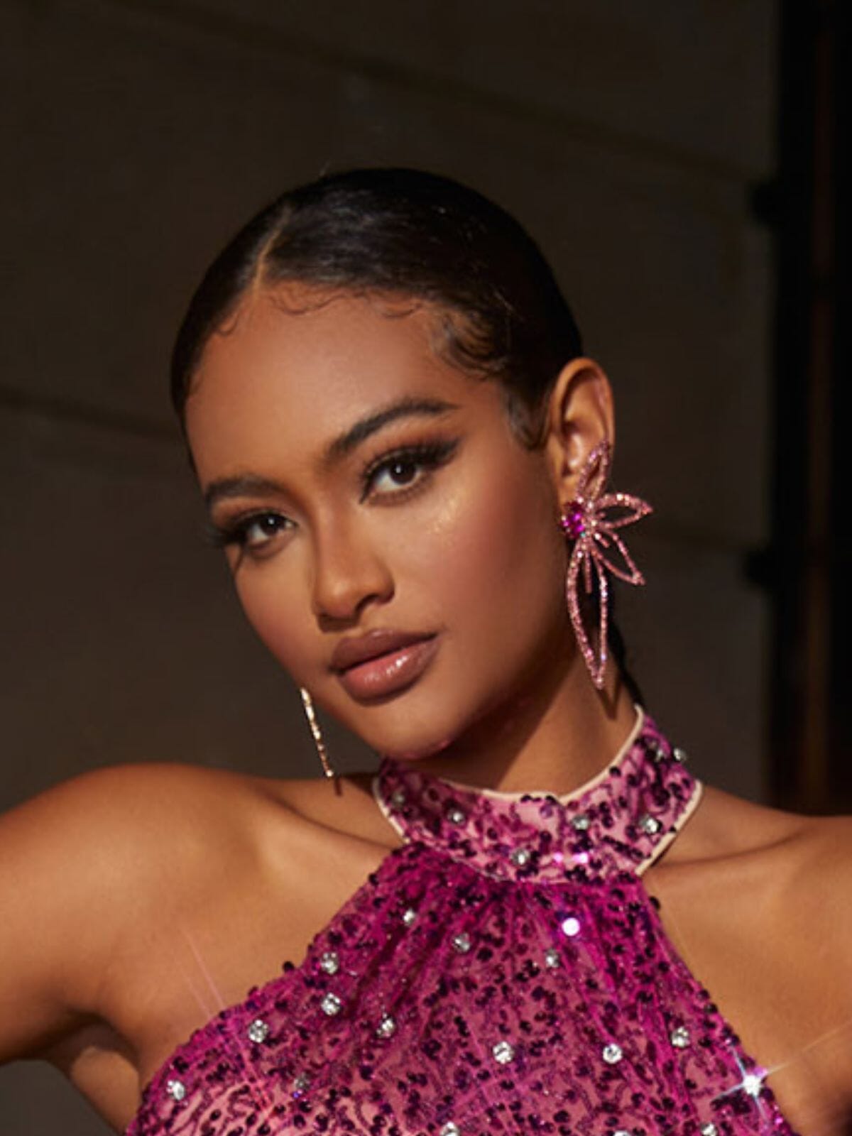 ORECCHINI A FIORE DI CRISTALLO ROSA