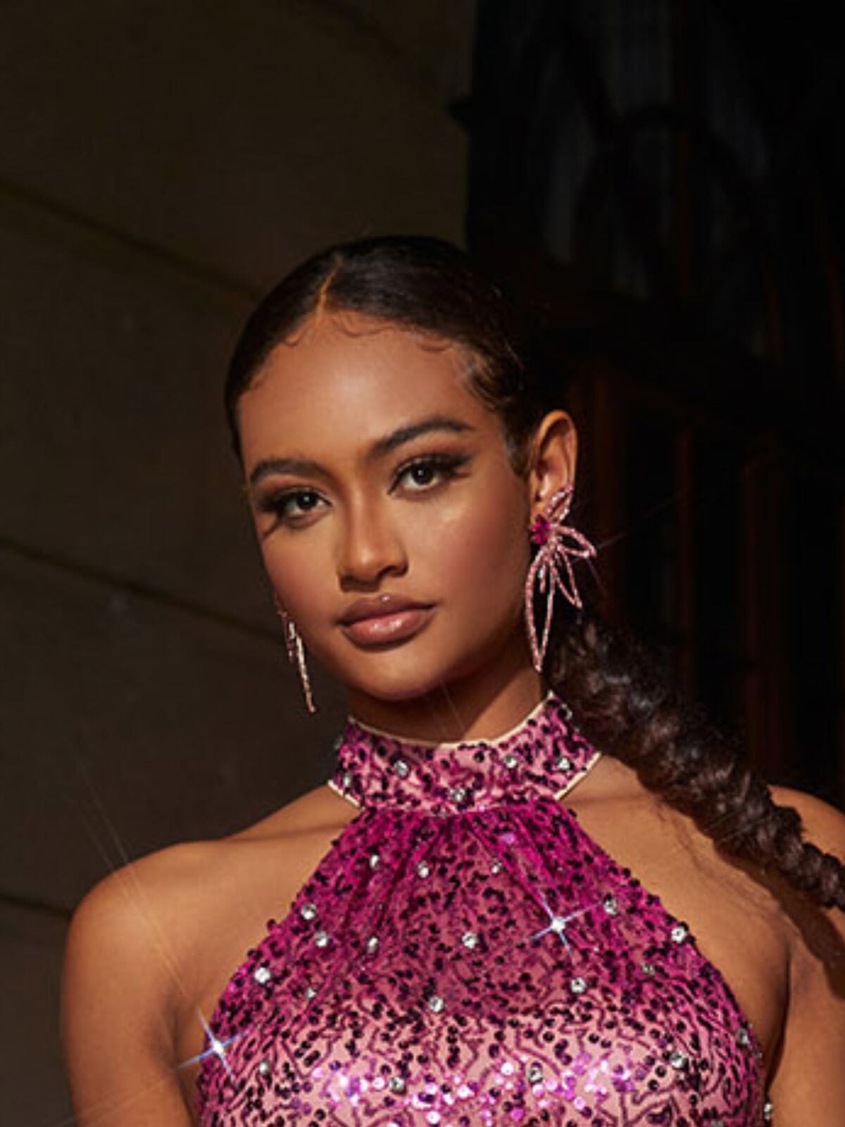 ORECCHINI A FIORE DI CRISTALLO ROSA