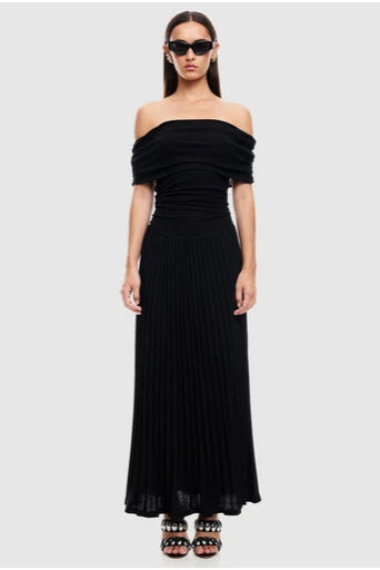 sabina bodycon strapless maxi dress in black