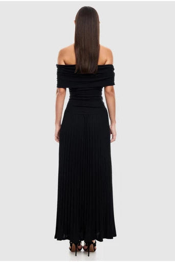 sabina bodycon strapless maxi dress in black