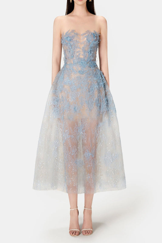 ブルービーズレースドレス