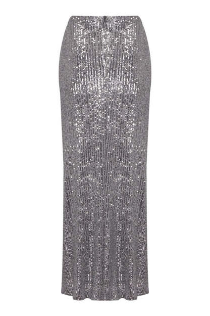 Lyric Sequin Floral Slit Maxi Skirt