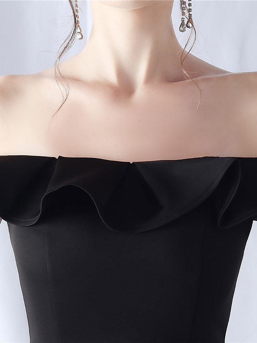 Off Shoulder Ruffled Split Thigh Prom Dress