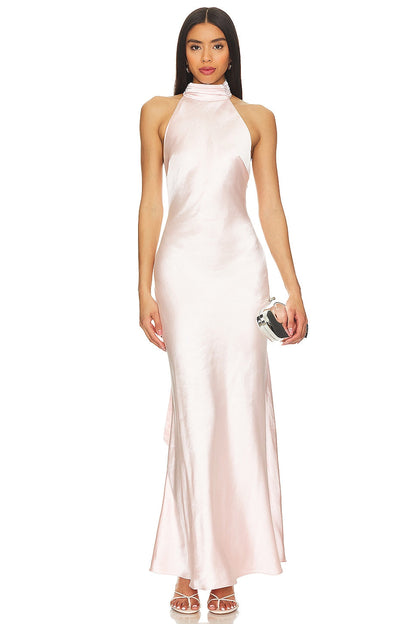 THE 'EVIANNA' SATIN DRESS IN BABY PINK