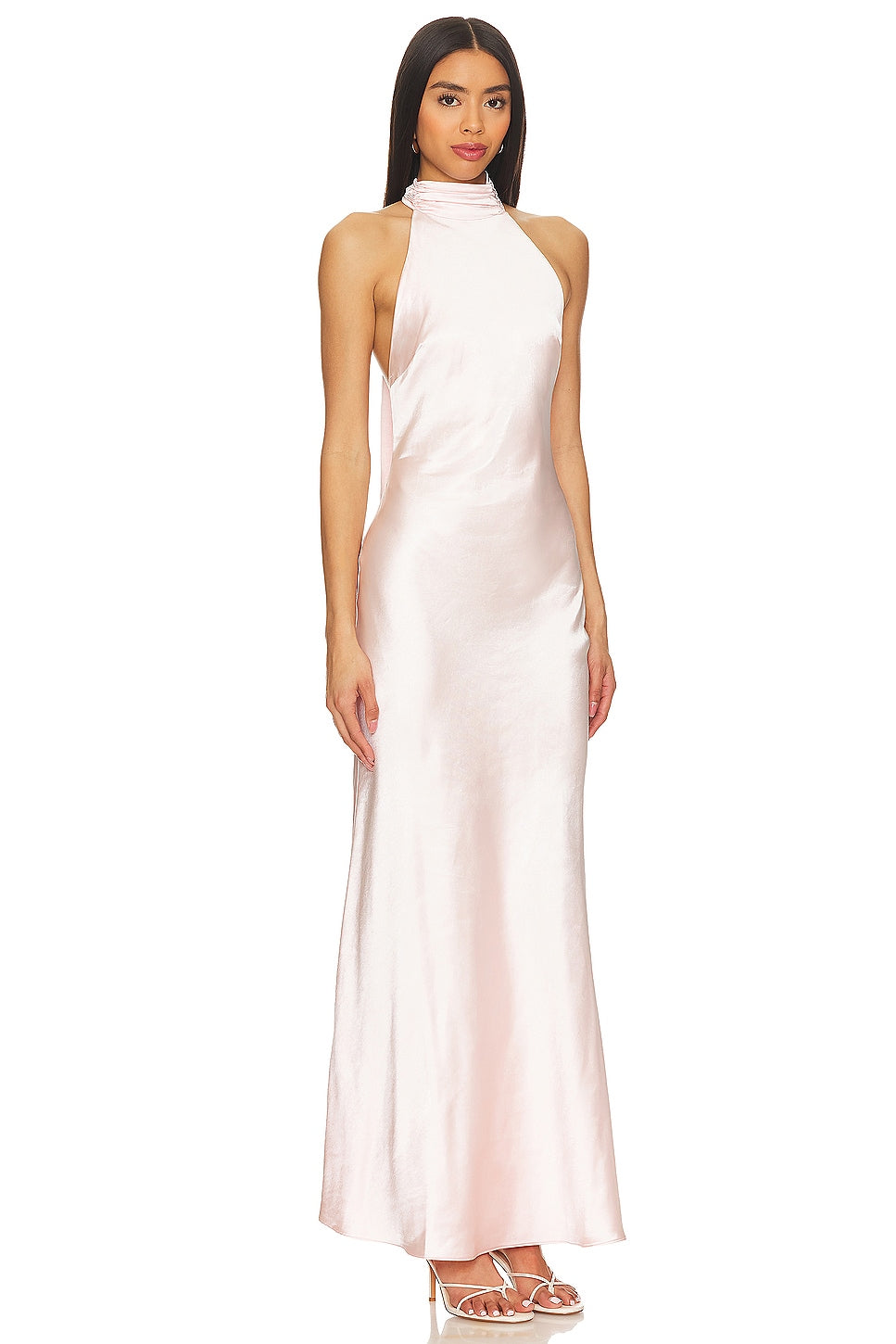 THE 'EVIANNA' SATIN DRESS IN BABY PINK