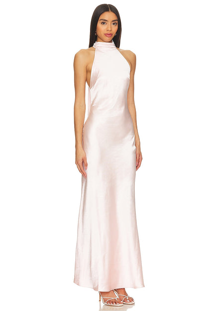 THE 'EVIANNA' SATIN DRESS IN BABY PINK