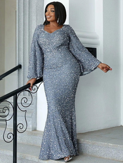 Sequin Bell Sleeve Mermaid Dress