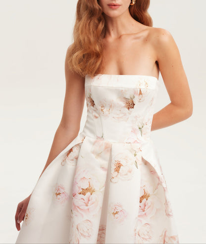Pink peony corset midi dress, Garden of Eden