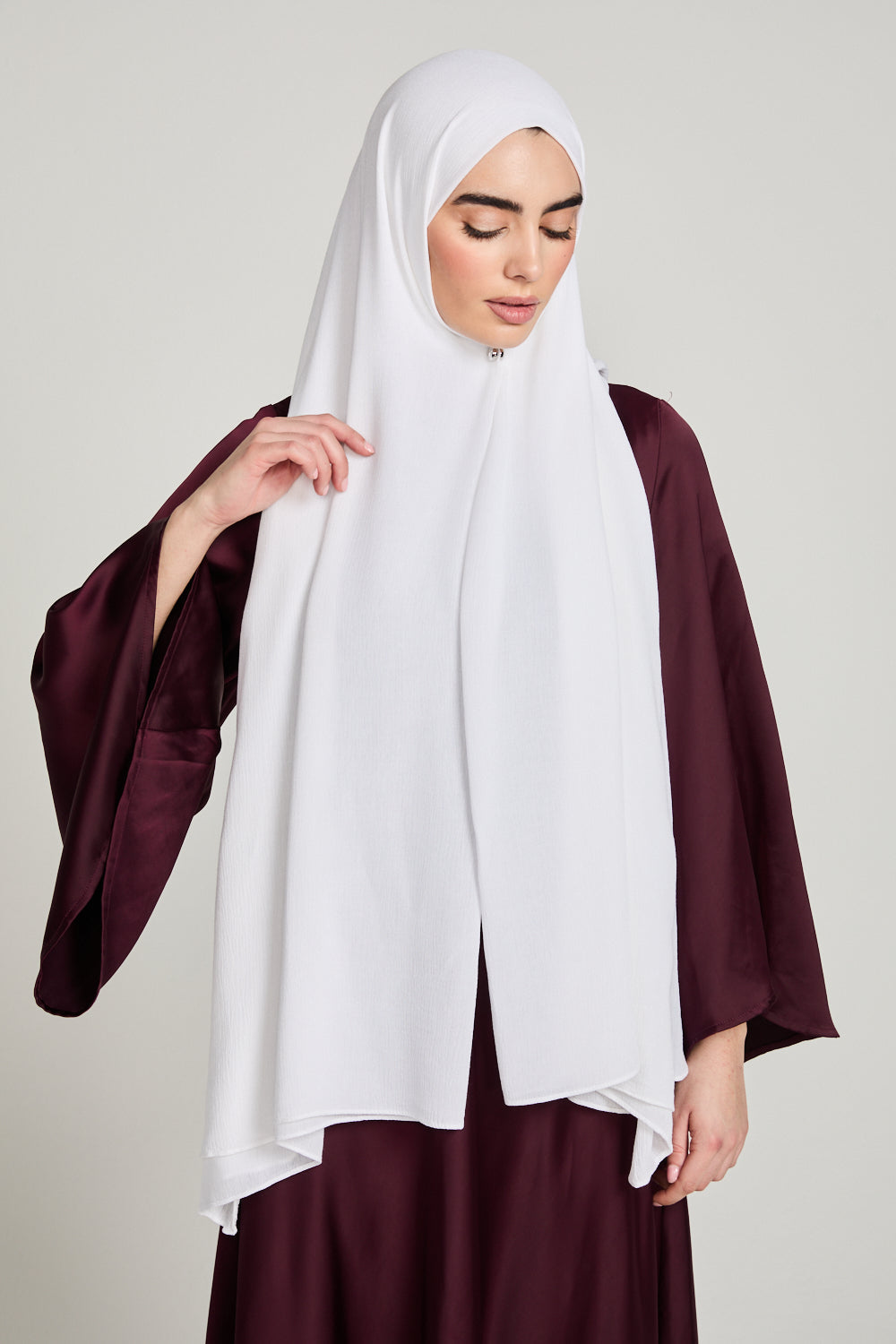 Modal Crinkle Hijab - White