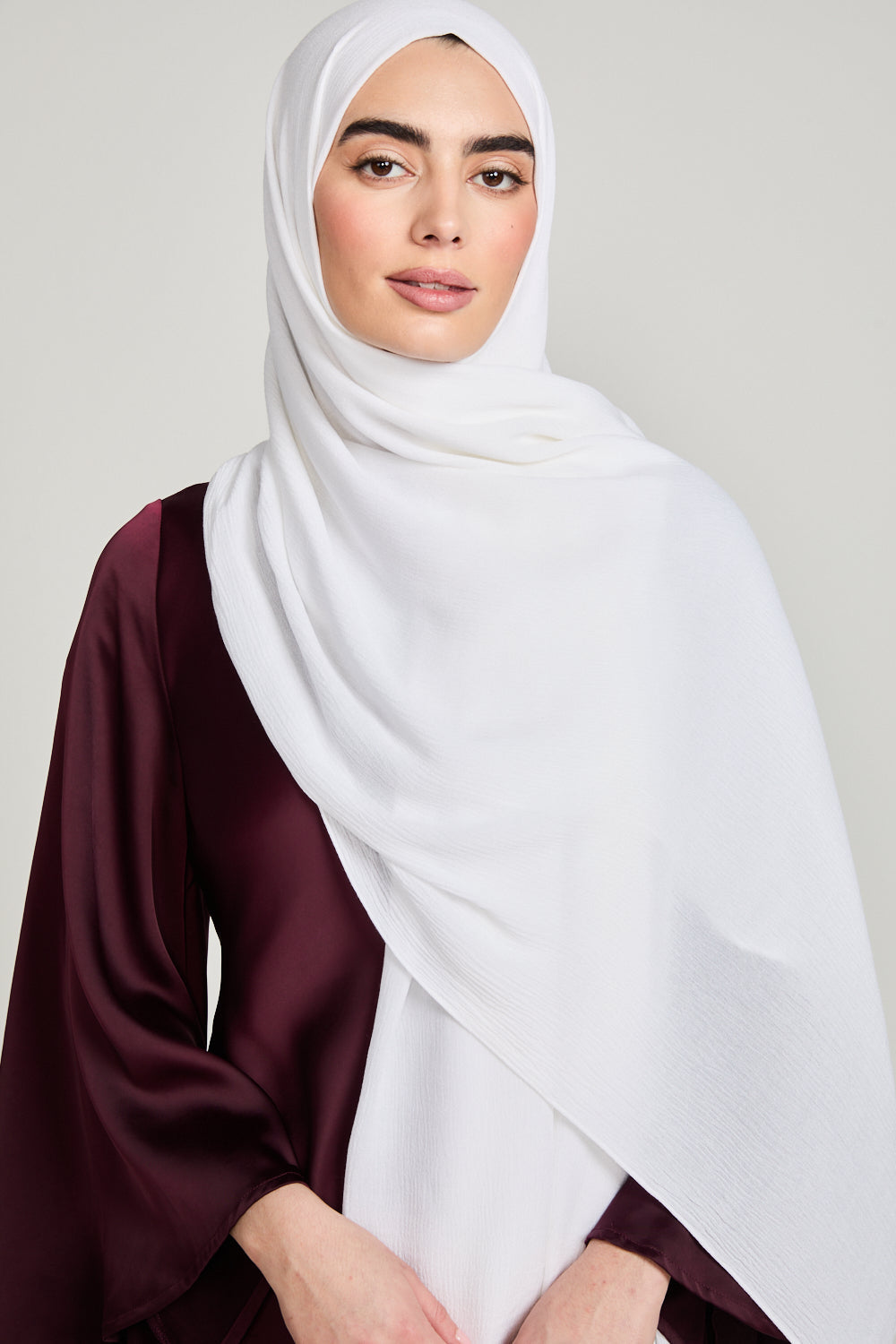 Modal Crinkle Hijab - White