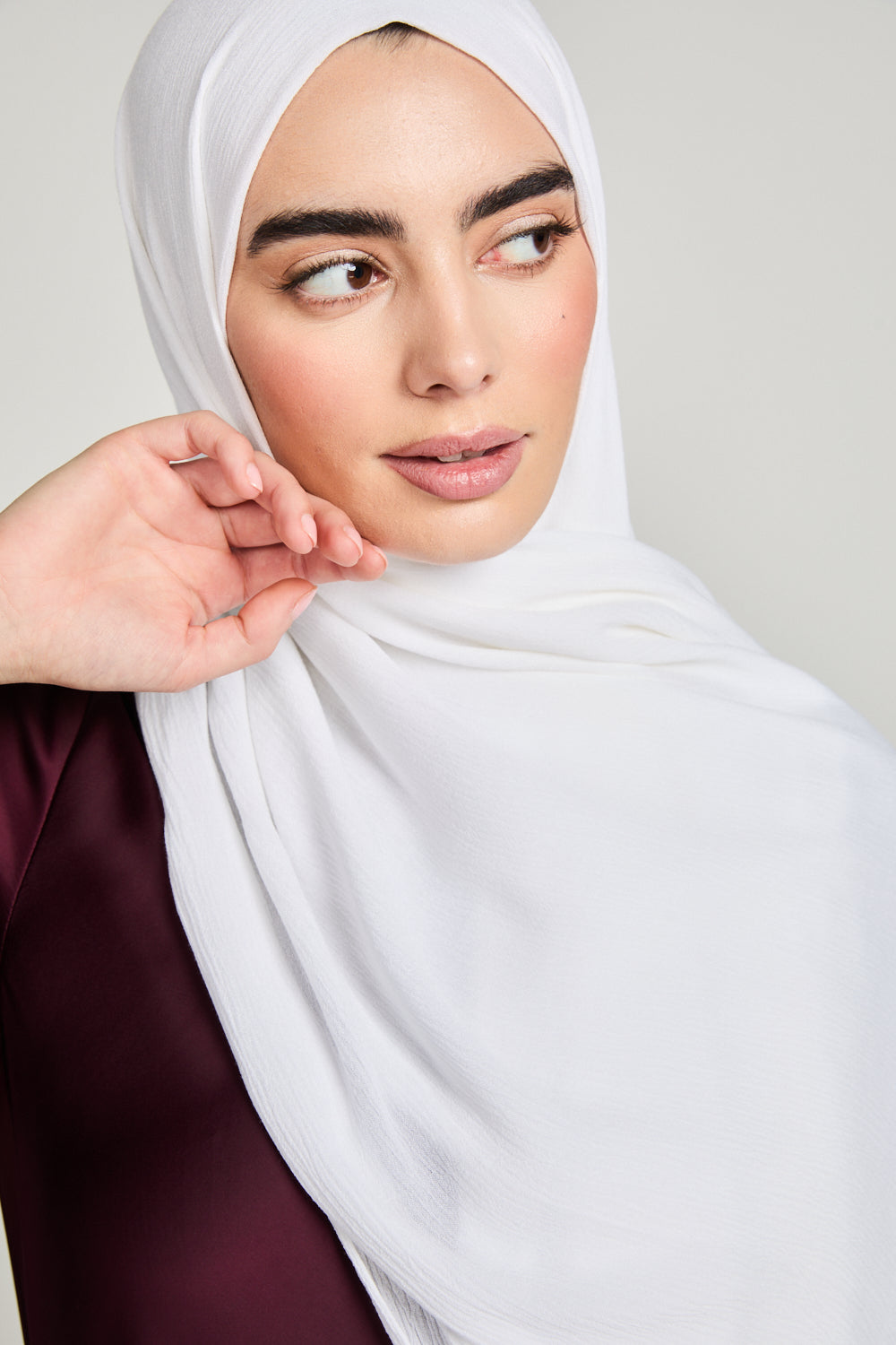 Modal Crinkle Hijab - White