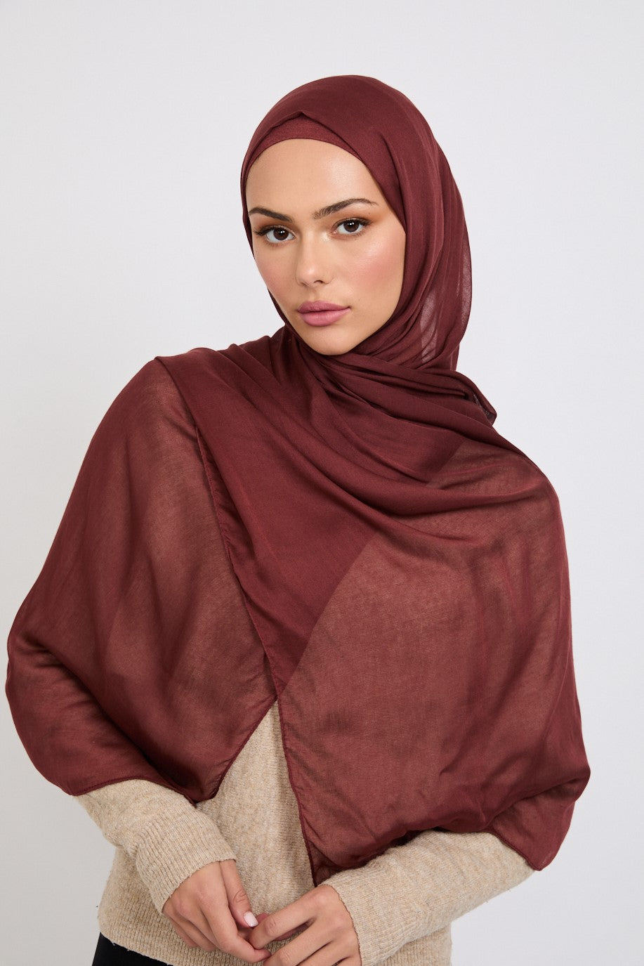 Premium Modal Matt Hijab - Deep Mahogany