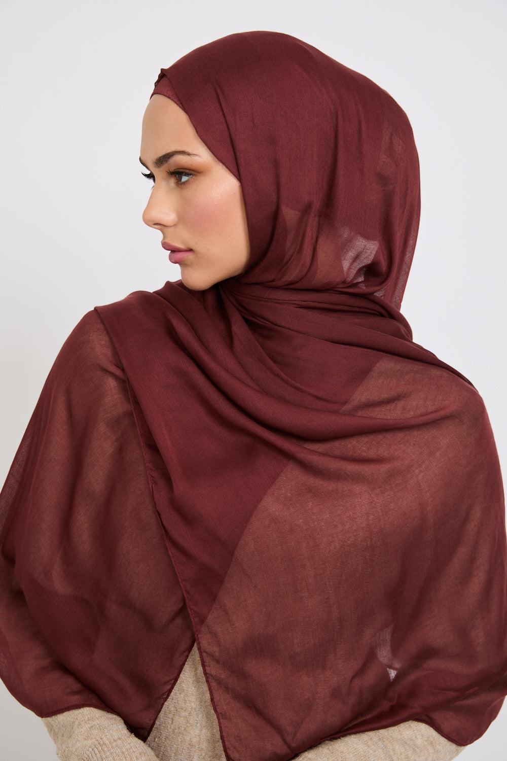 Premium Modal Matt Hijab - Deep Mahogany