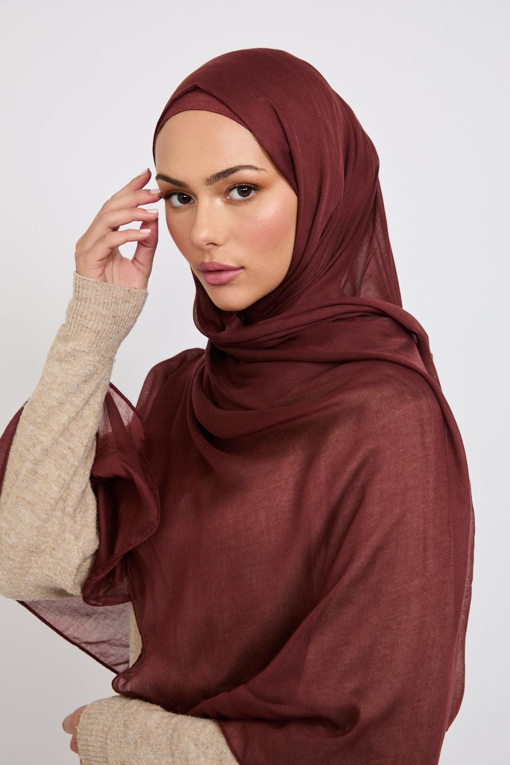 Premium Modal Matt Hijab - Deep Mahogany