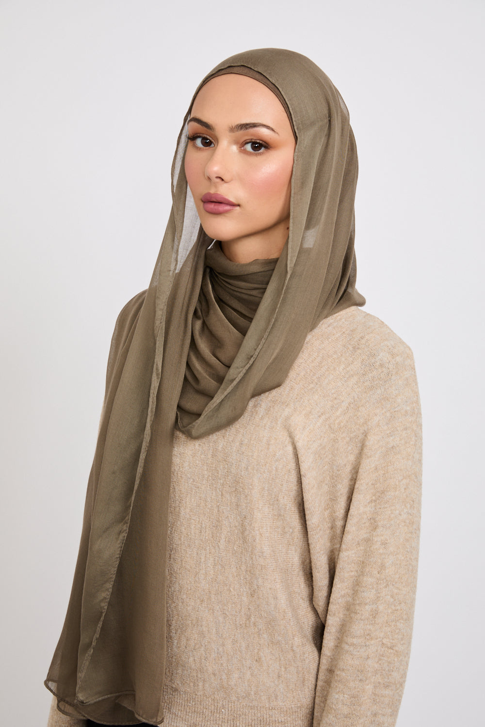 Premium Modal Matt Hijab - Olive Night
