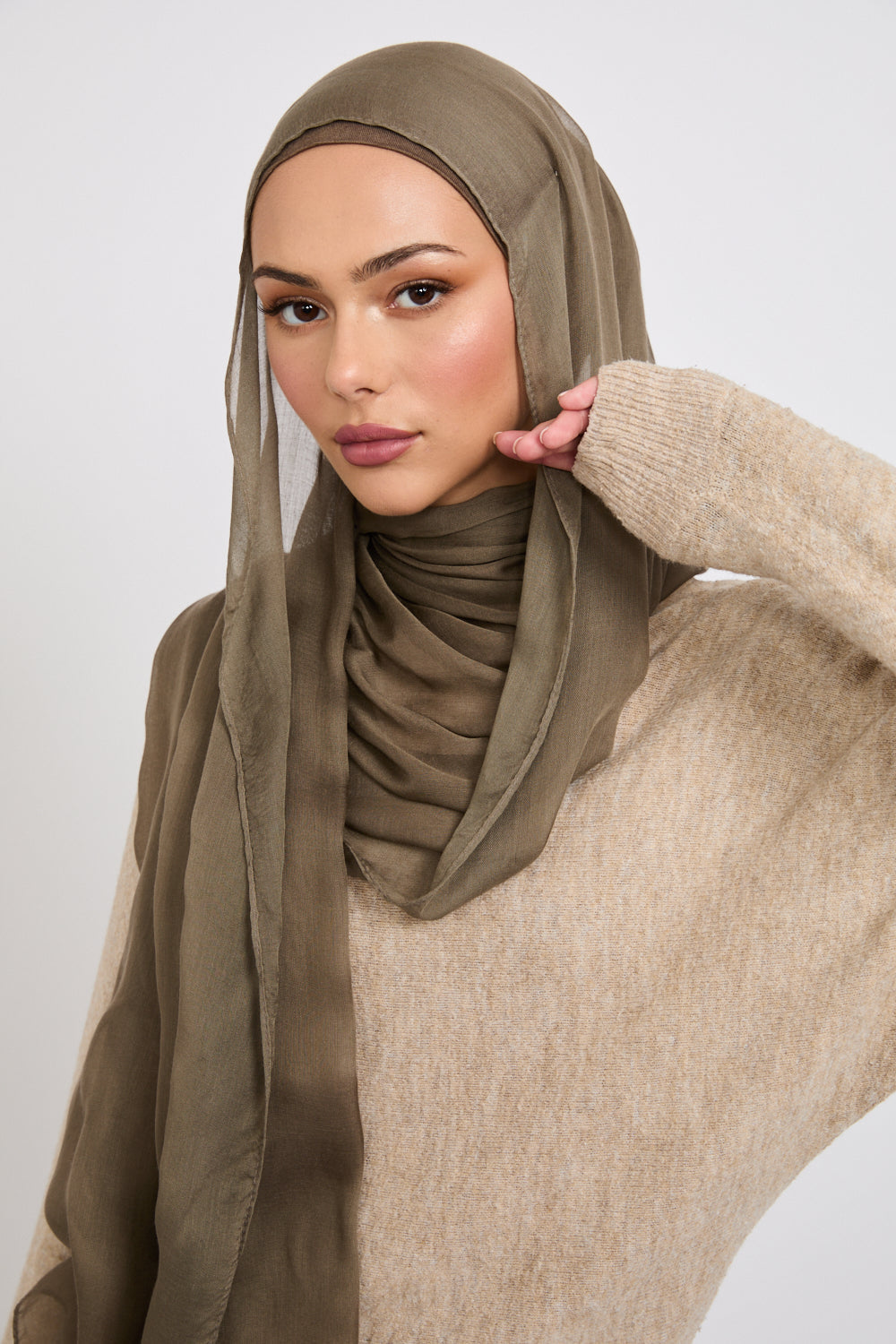 Premium Modal Matt Hijab - Olive Night