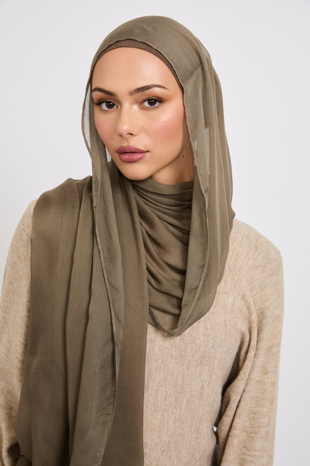 Premium Modal Matt Hijab - Olive Night