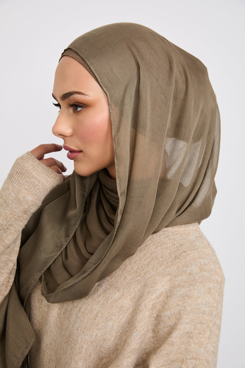 Premium Modal Matt Hijab - Olive Night