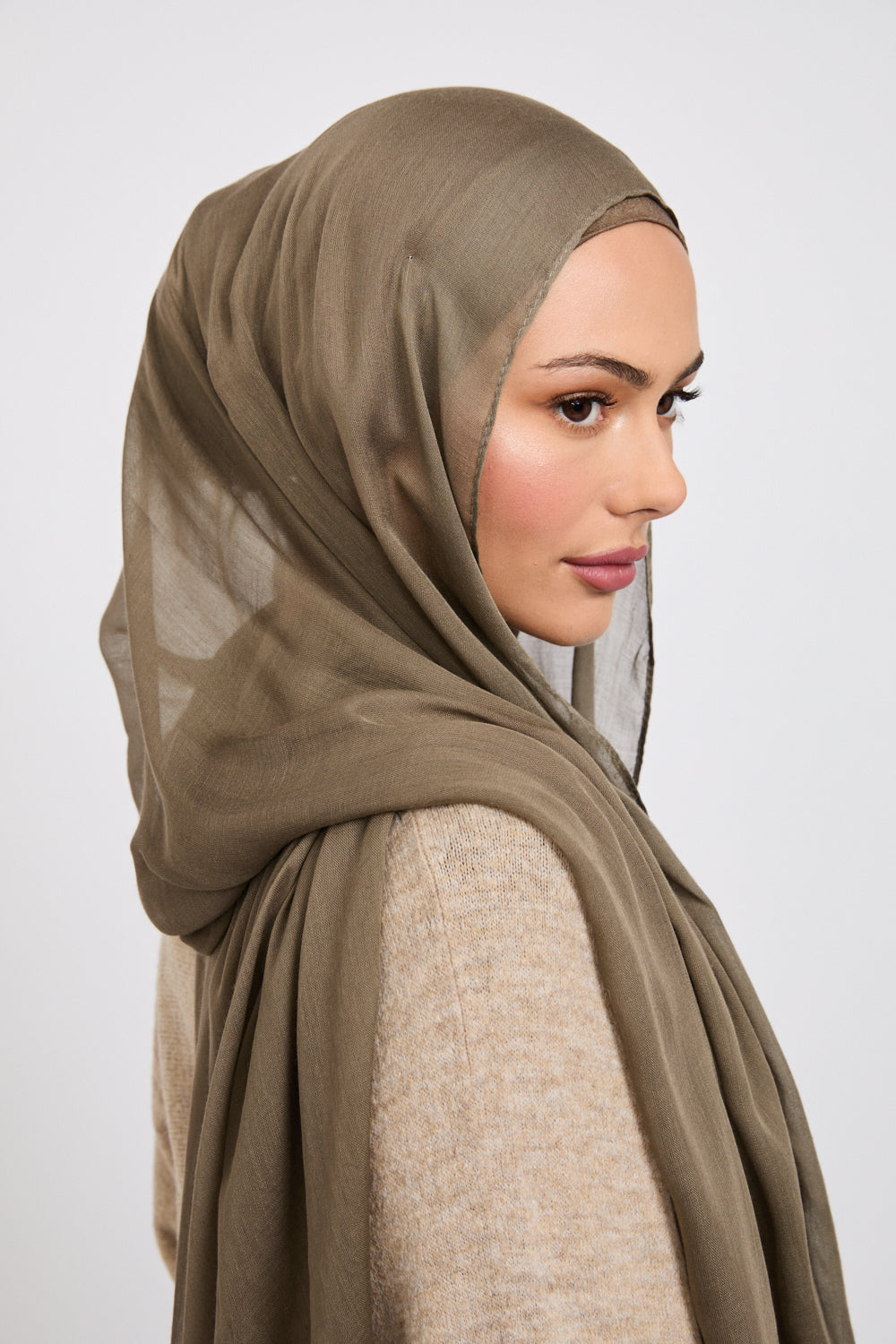 Premium Modal Matt Hijab - Olive Night