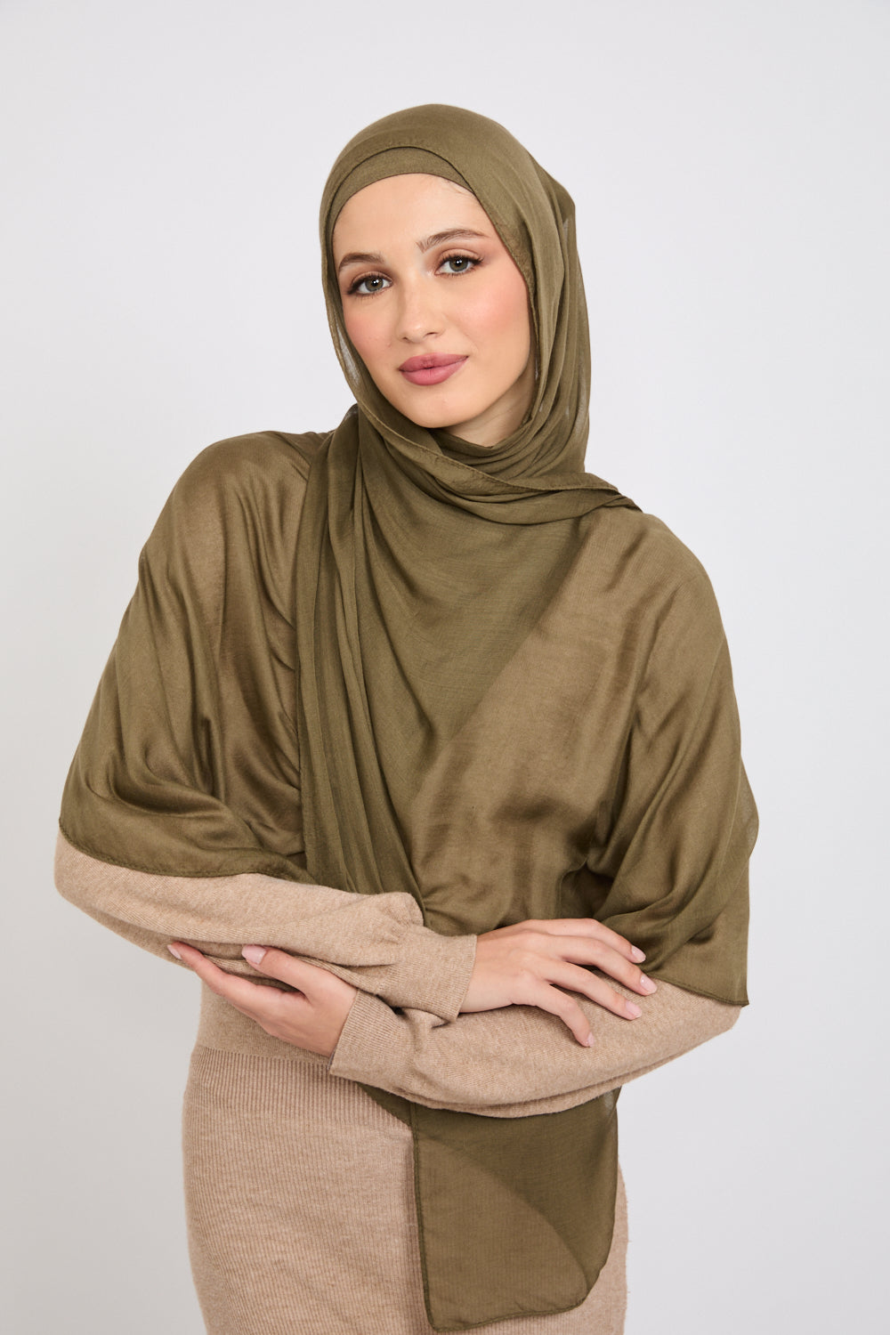 Premium Modal Matt Hijab - Smokey Olive