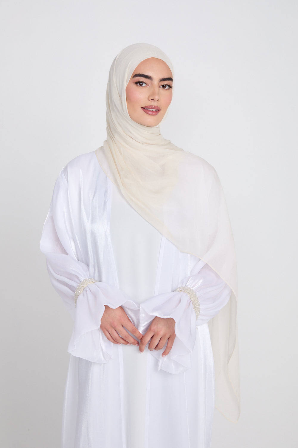 Premium Modal Matt Hijab - White Onyx