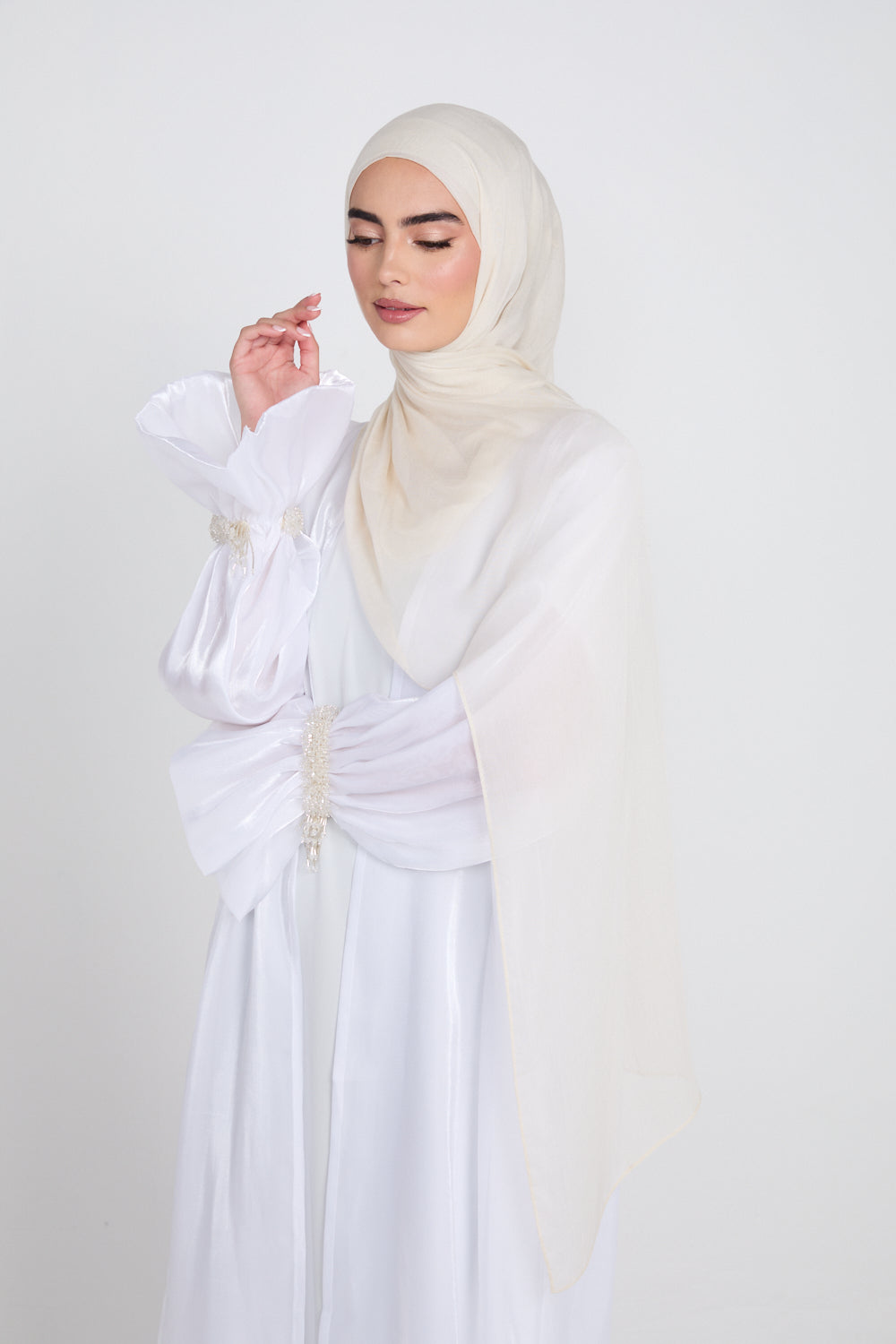 Premium Modal Matt Hijab - White Onyx