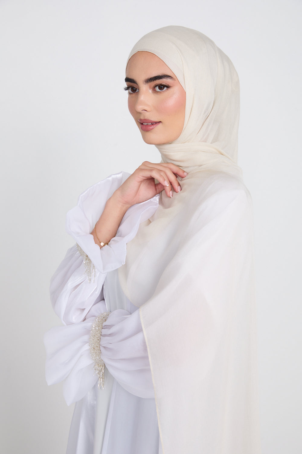 Premium Modal Matt Hijab - White Onyx