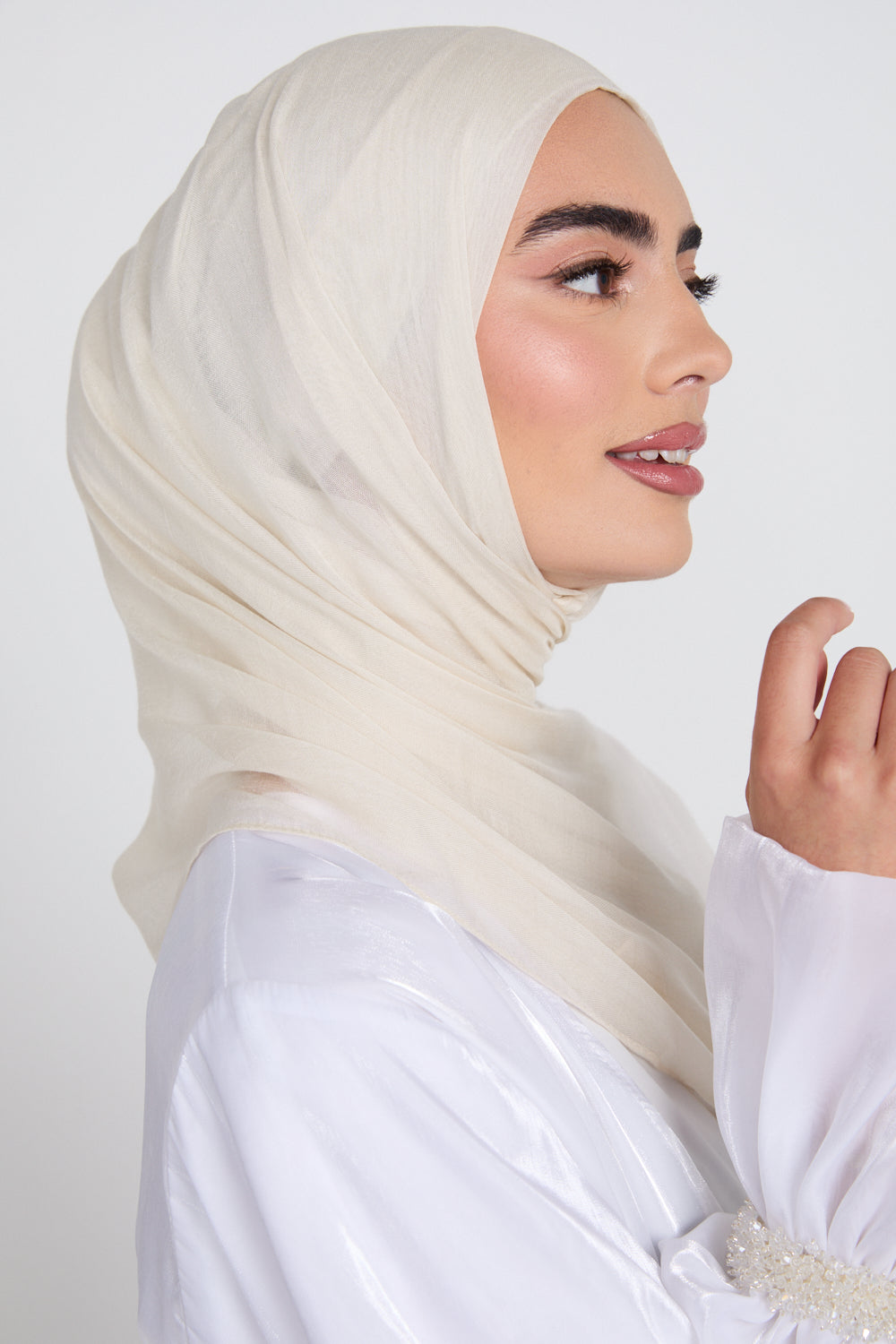 Premium Modal Matt Hijab - White Onyx