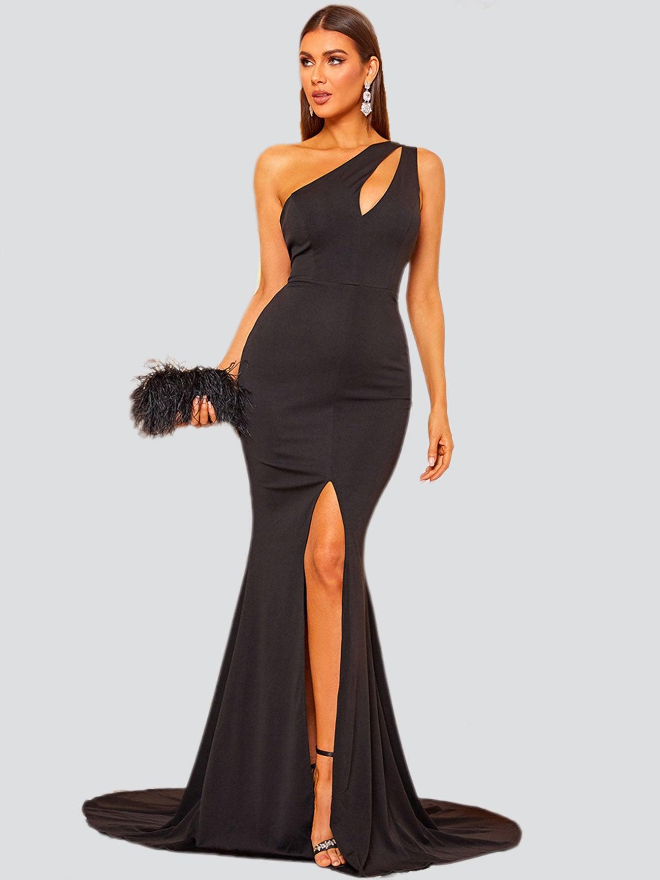 One Shoulder Cutout Wedding Guest Dress