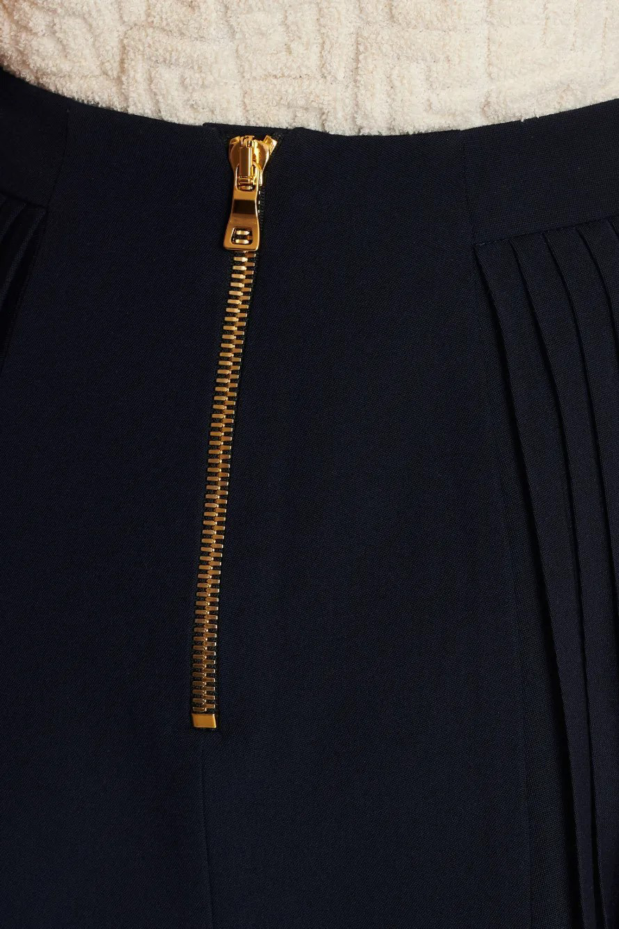 Megumi Gold Button Pleated Mini Skirt