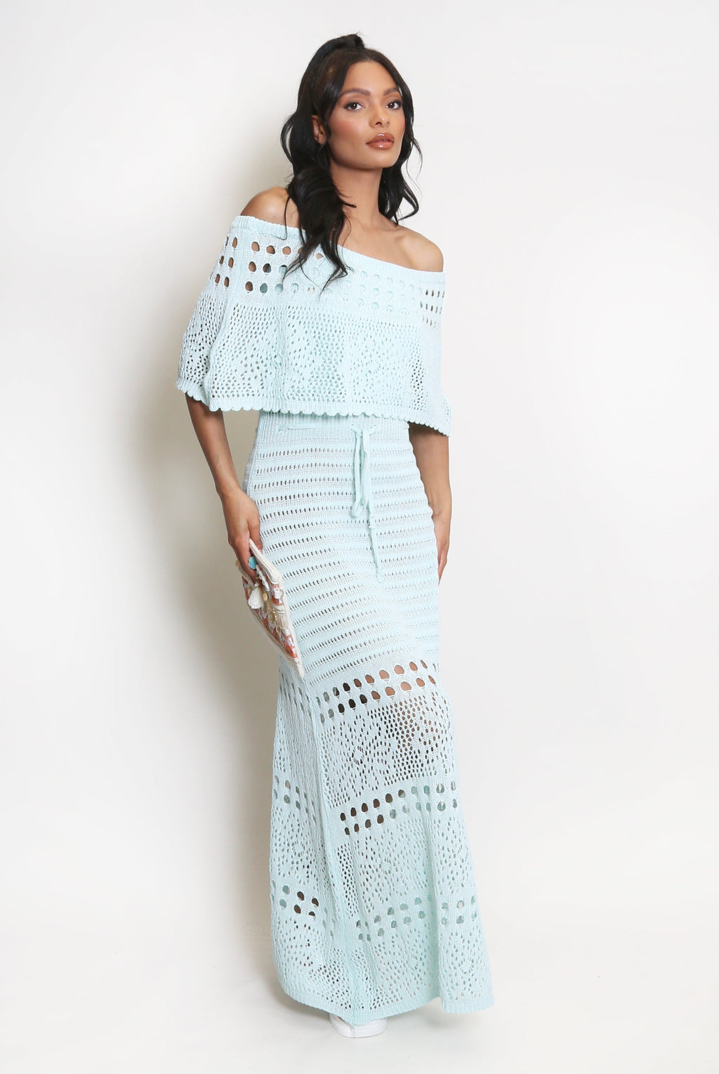 Crochet Overlay Bandeau Maxi Dress