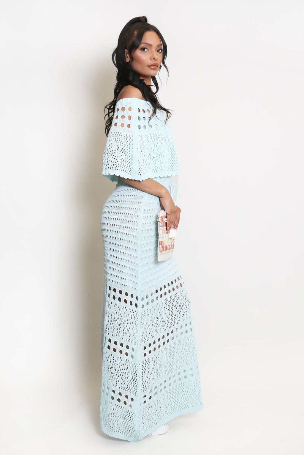 Crochet Overlay Bandeau Maxi Dress