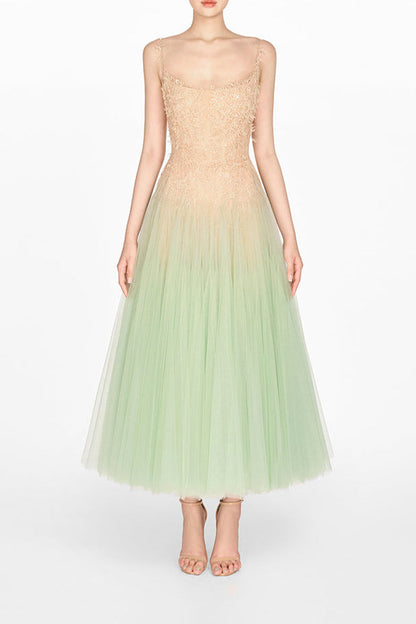 MINT OMBRE LACE MIDI DRESS