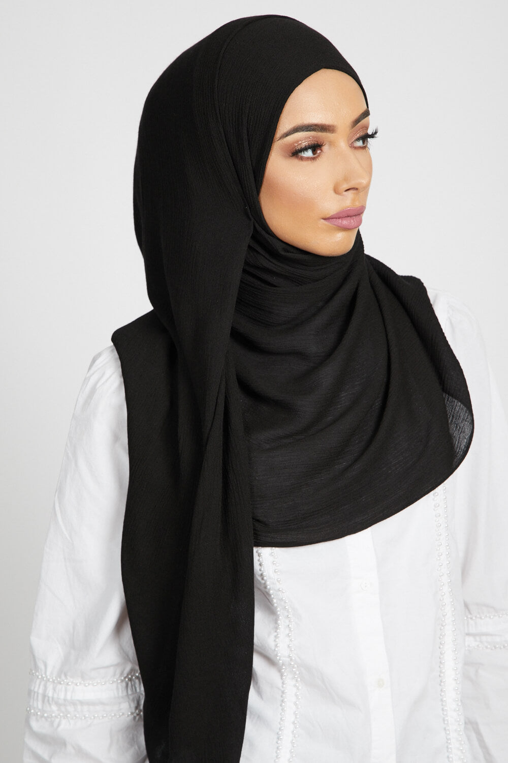 Modal Crinkle Hijab - Black