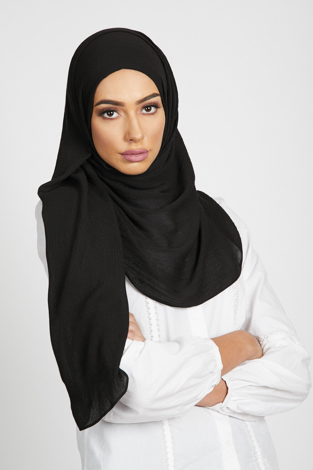 Modal Crinkle Hijab - Black