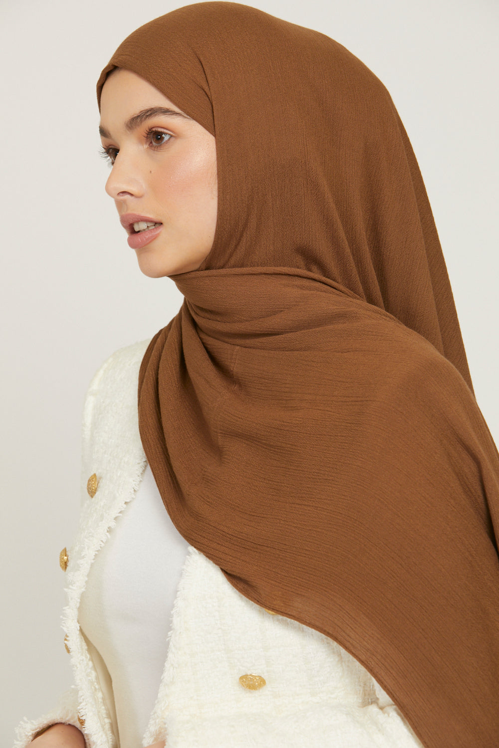 Modal Crinkle Hijab - Taupe