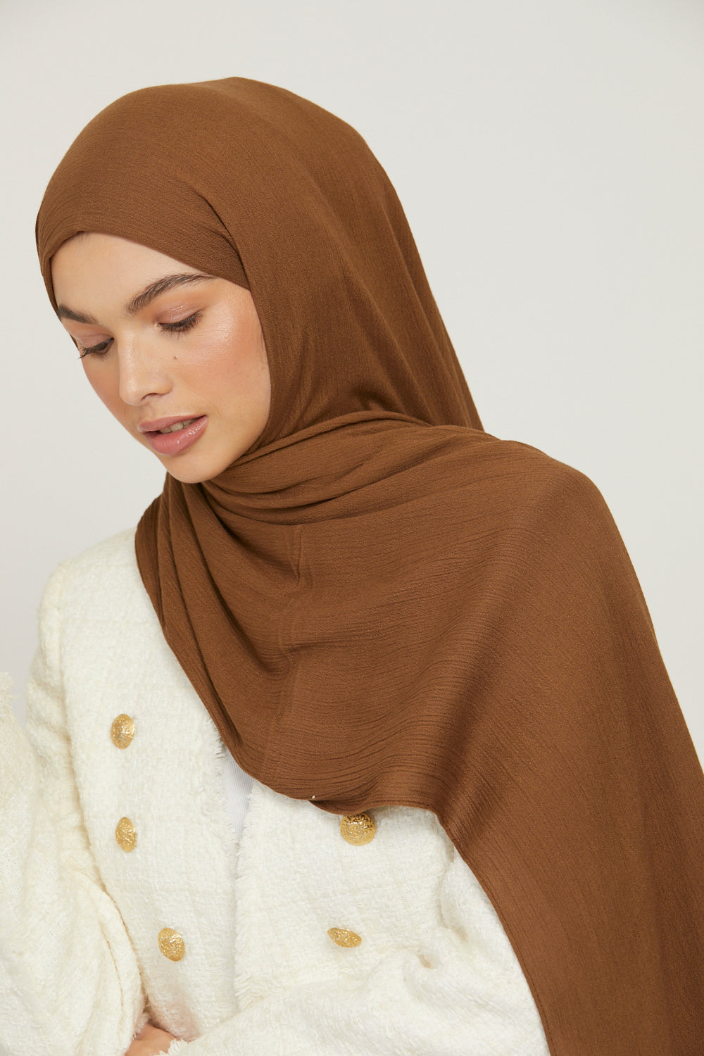 Modal Crinkle Hijab - Taupe