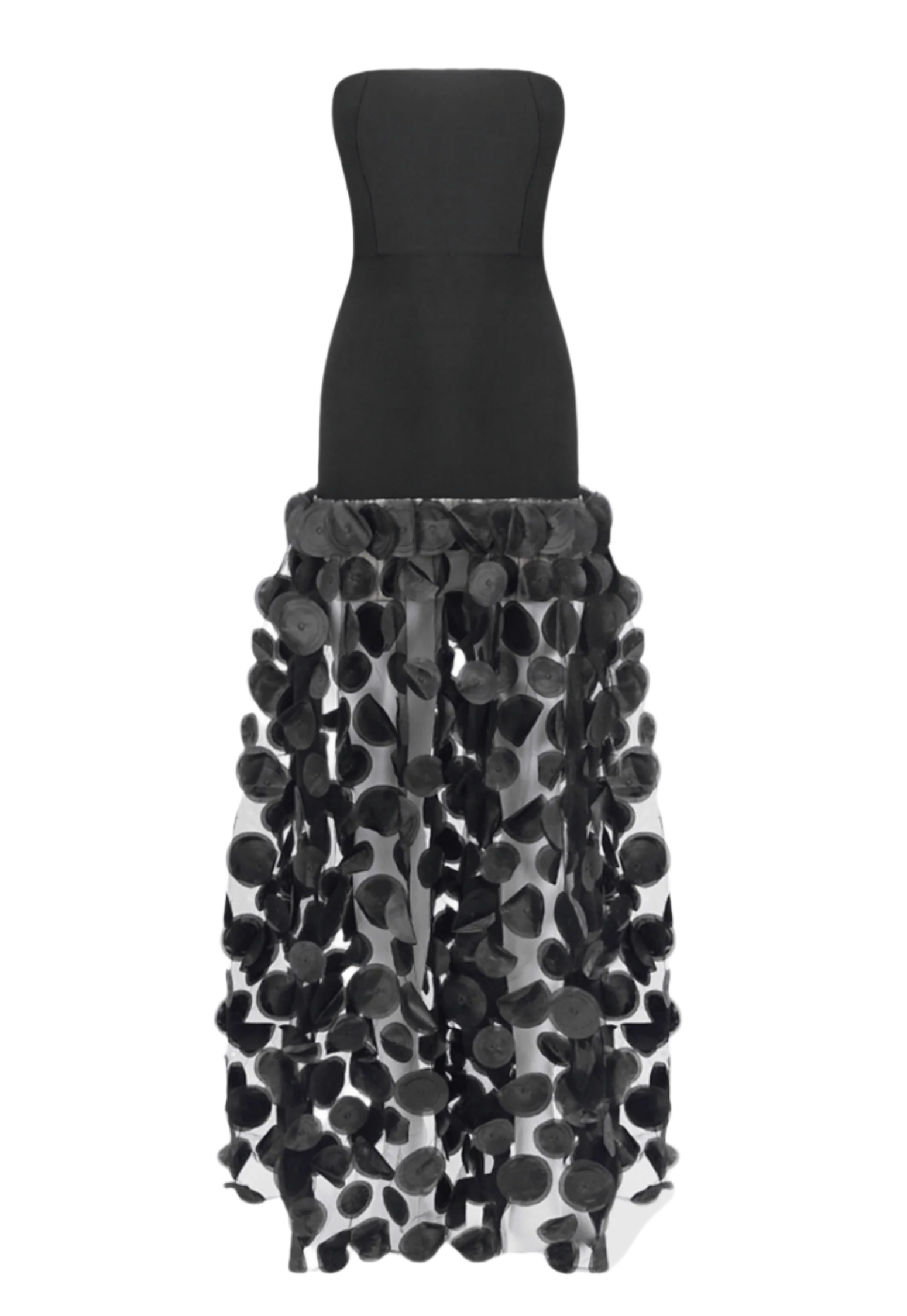 Nodin Strapless Dot Mesh Maxi Dress - Black