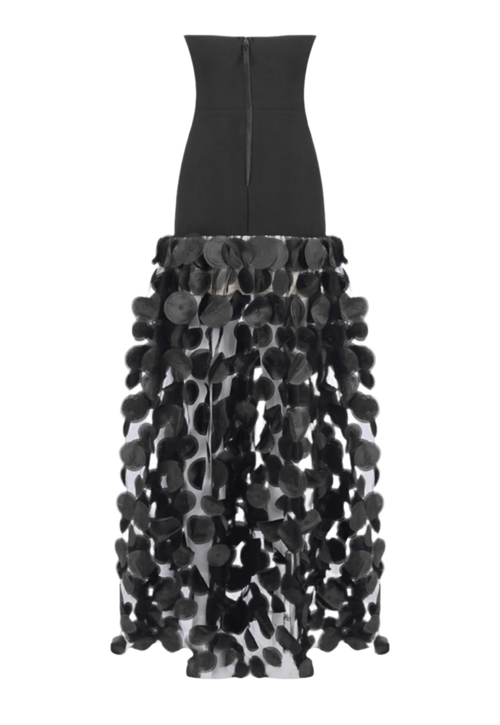 Nodin Strapless Dot Mesh Maxi Dress - Black