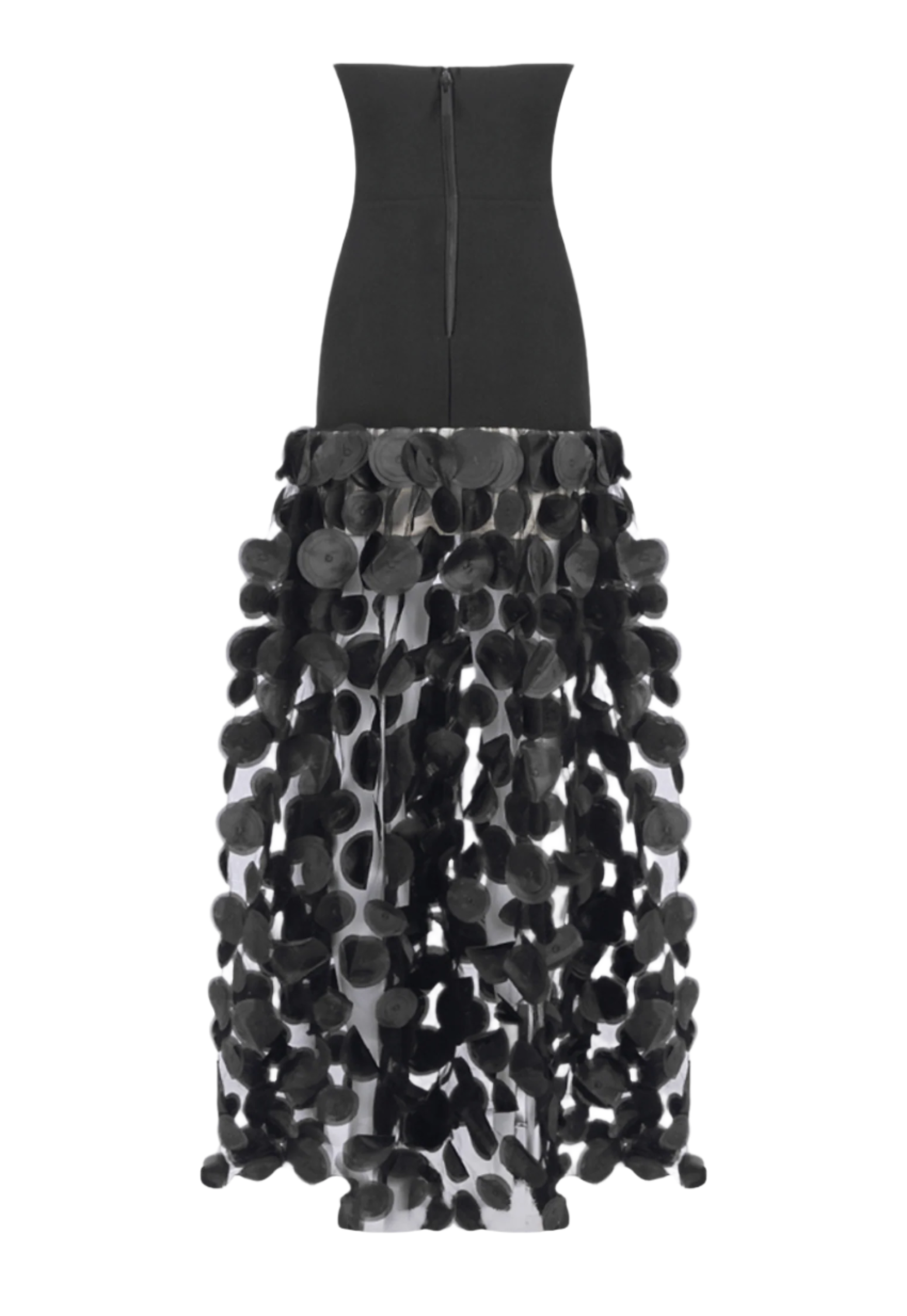 Nodin Strapless Dot Mesh Maxi Dress - Black