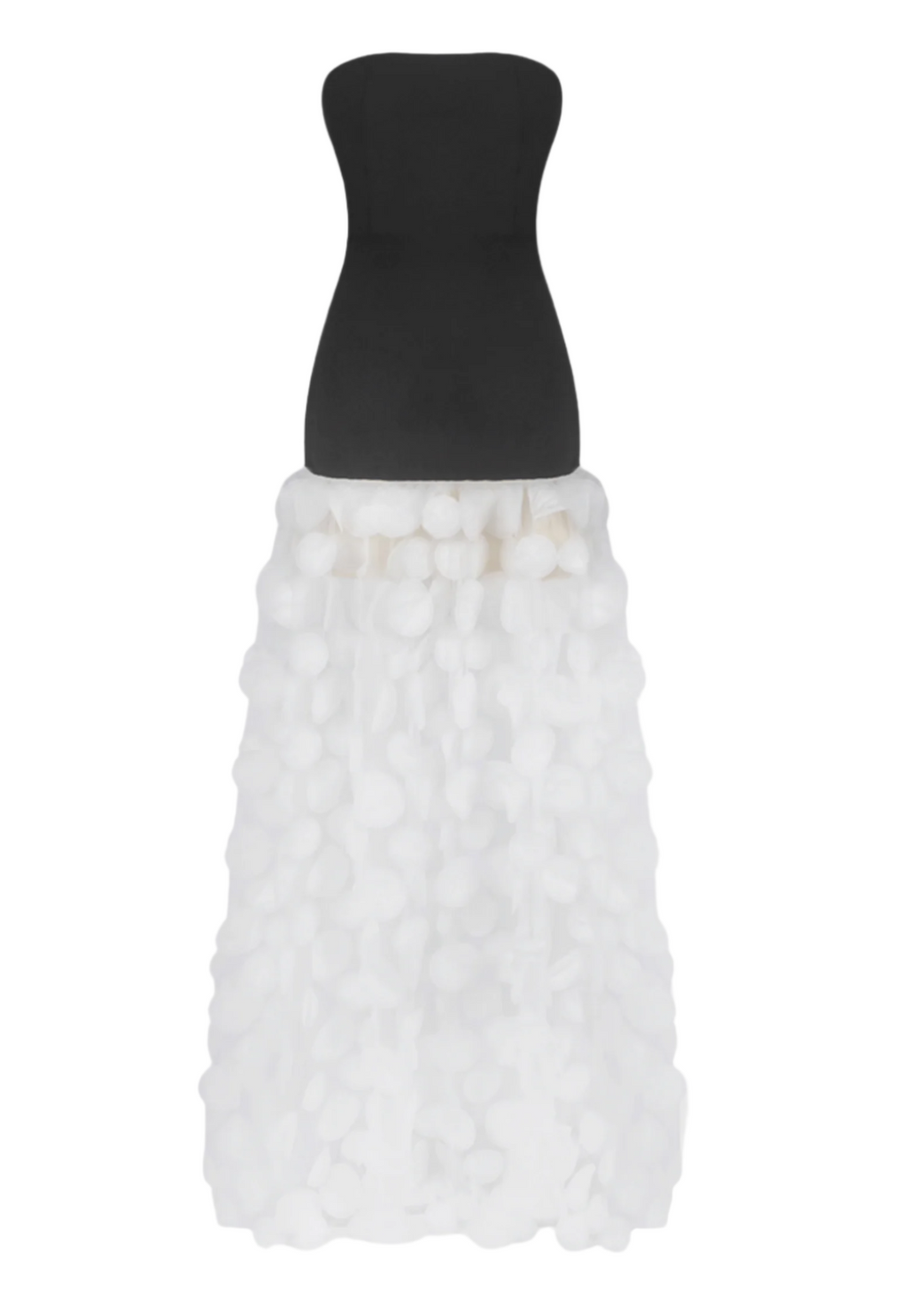 Nodin Strapless Dot Mesh Maxi Dress - White
