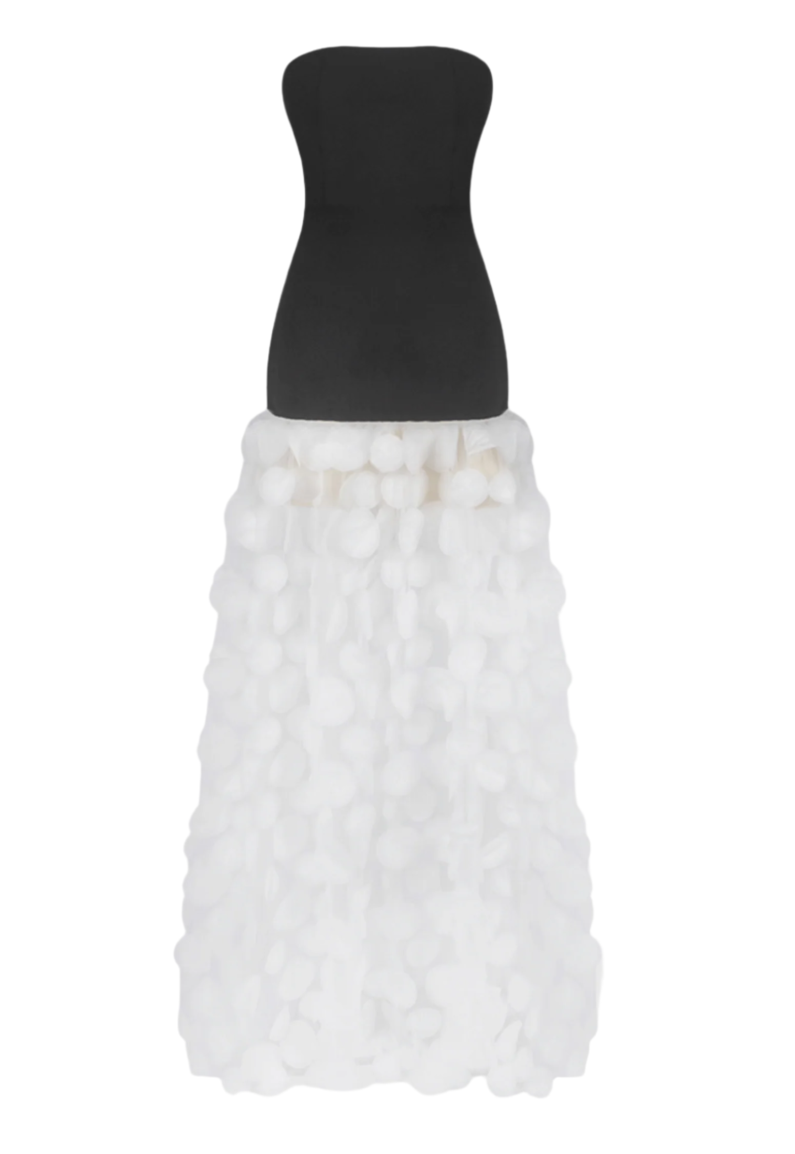 Nodin Strapless Dot Mesh Maxi Dress - White