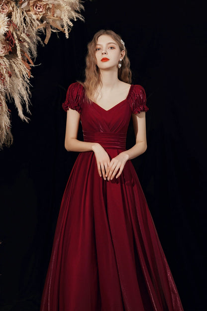 High-quality French red satin maxi dress