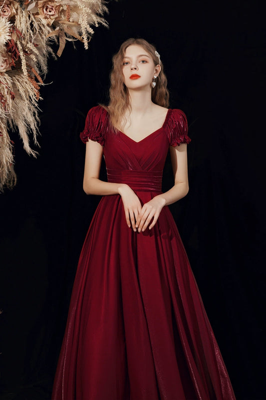High-quality French red satin maxi dress