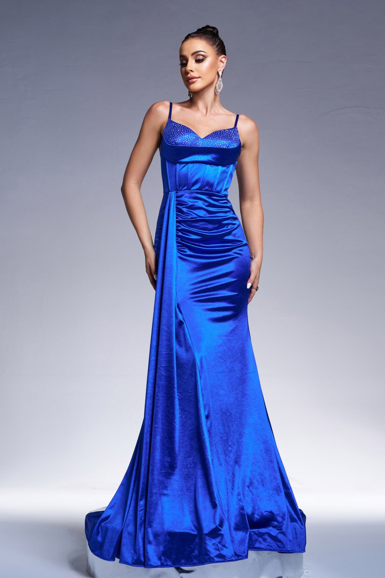 Strapless Fishtail maxi Dress - blue