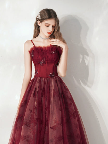 sequin bow applique maxi dress in burgundy